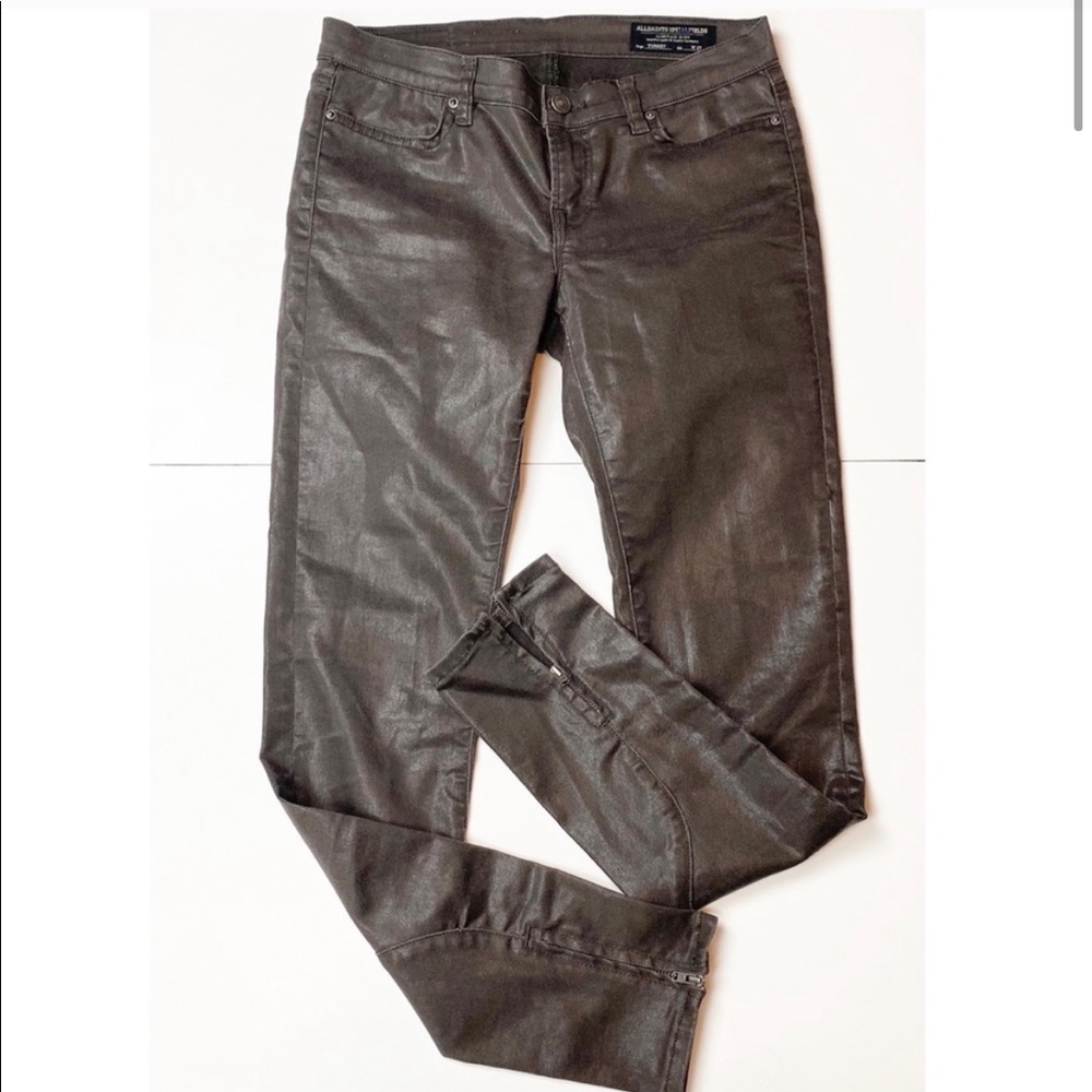 All Saints Waxed Olive Jeans Size 27